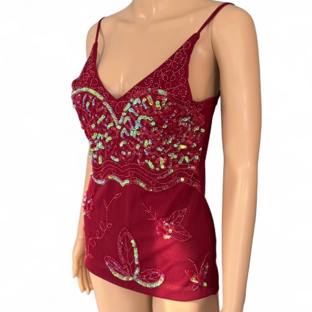 vintage y2k butterfly beaded sequin tank top fairycore pinterest ibiza summer - Picture 2 of 7